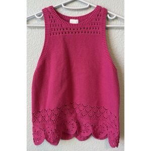Abercrombie Kids Knit Sleeveless Top Girls Size 11/12 Pink Crochet Hem